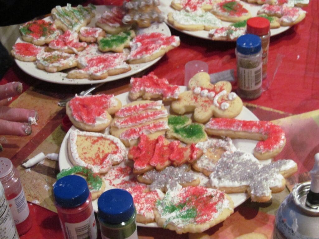 Plate of brightly decorated Christmas Cookies