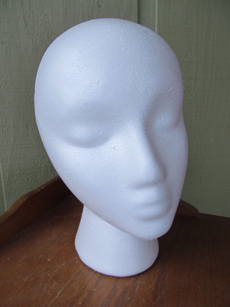 styrofoam head from the craft store to use for making a styrofoam head planter